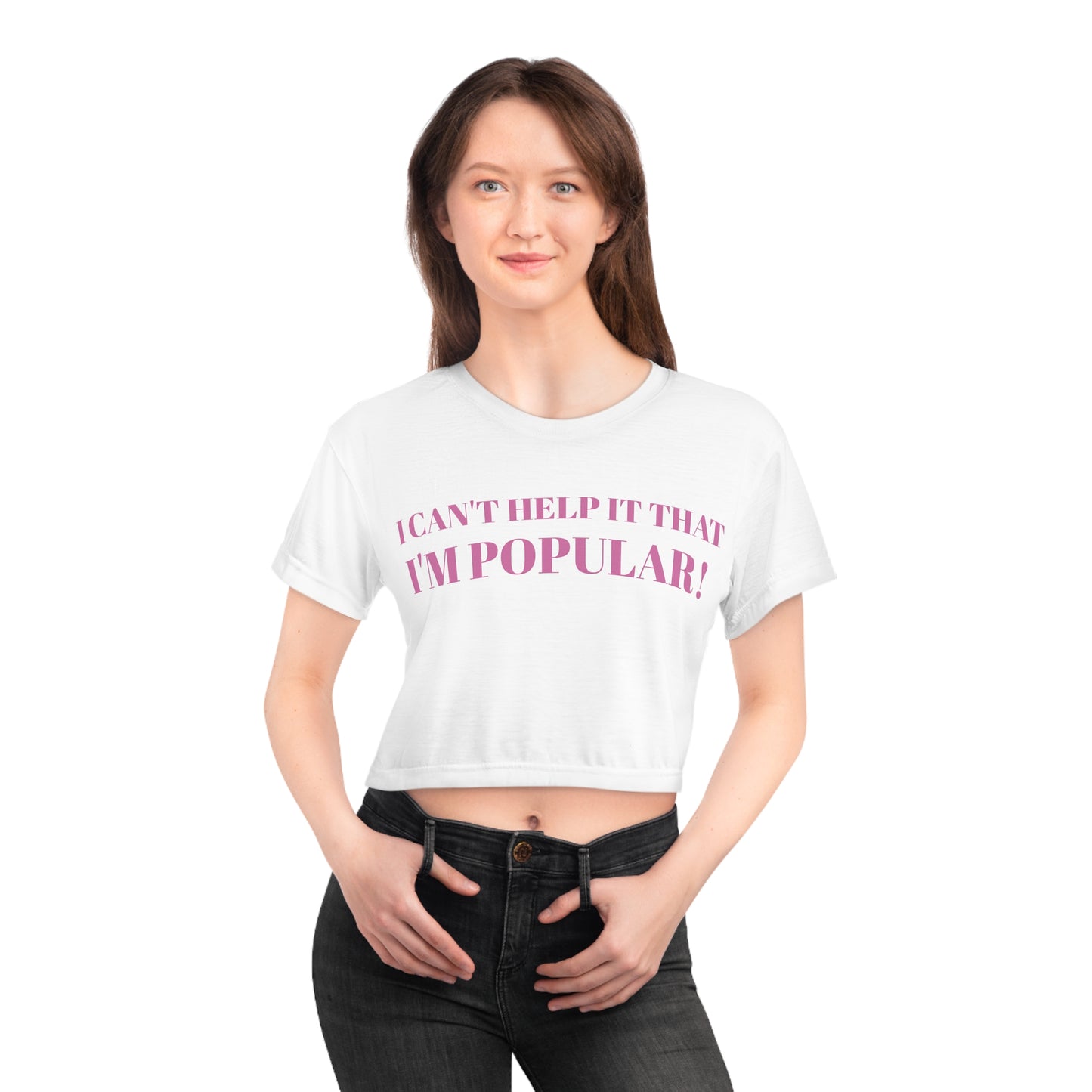 'I CAN'T HELP IT THAT I'M POPULAR' Mean Girls Crop Tee (AOP)
